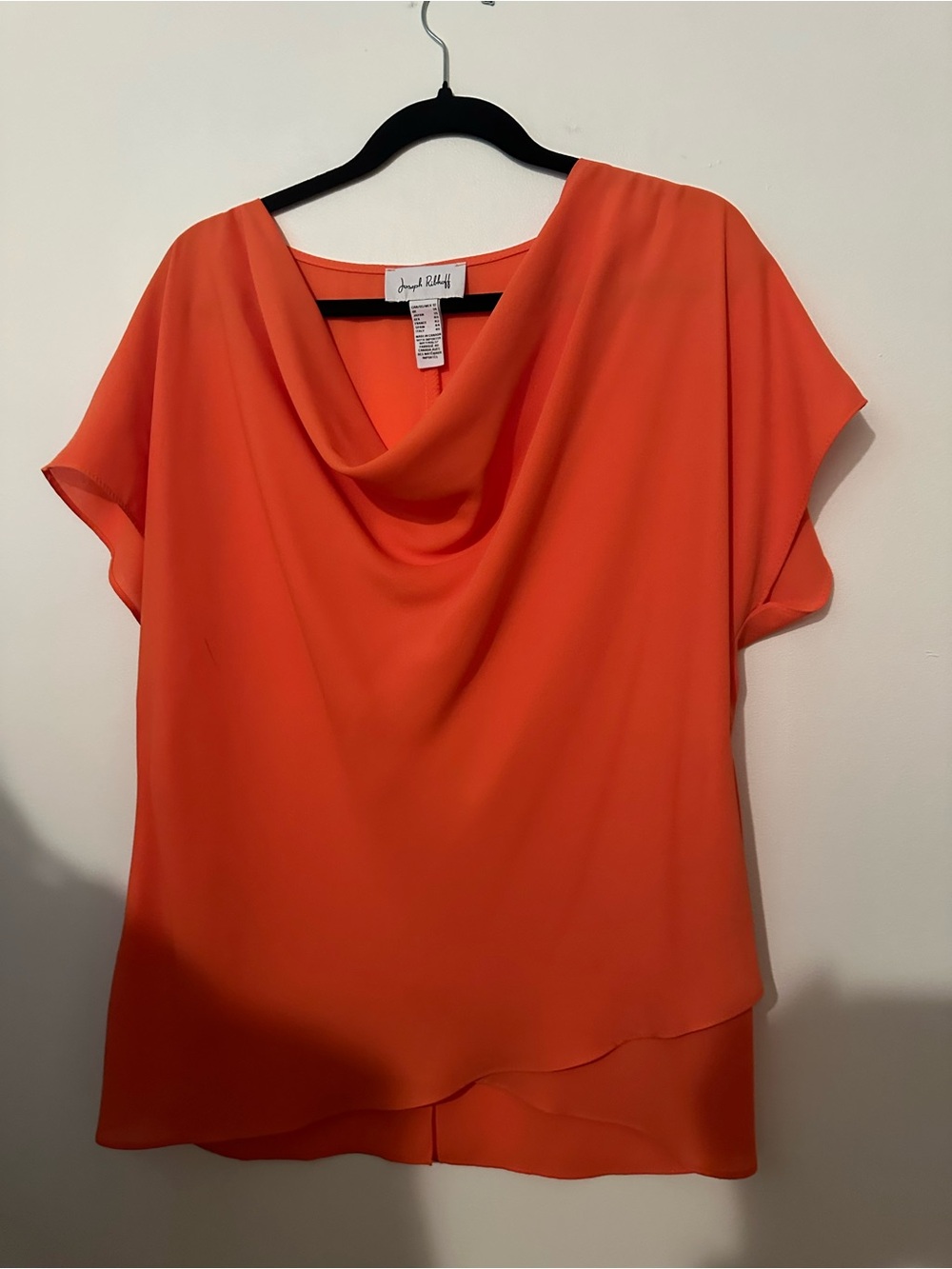 Joseph Ribkoff Bright Orange Cowl Neck Blouse